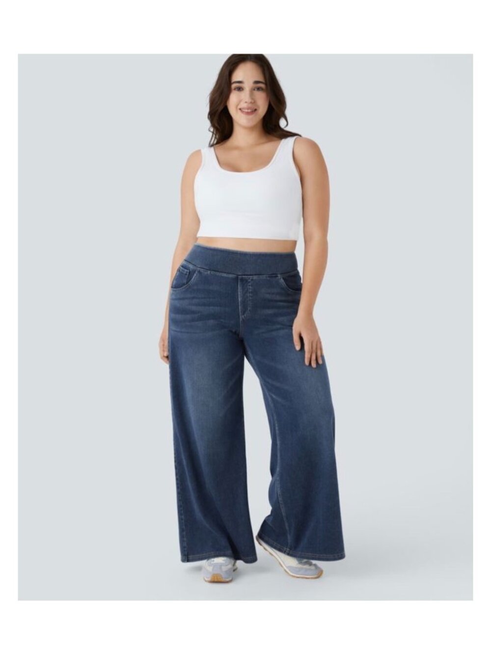 Halara Womens Wide Leg Denim Pants With Elastic Waistband - Size 2XL - Stylish C